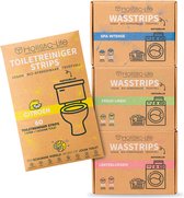 Wasmiddeldoekjes & WC reiniger vellen Proefpakket - 3 langdurige wasmiddel geuren - 3x50 Wasbeurten Incl. Wasverzachter & 60 Toiletreiniger strips citroen