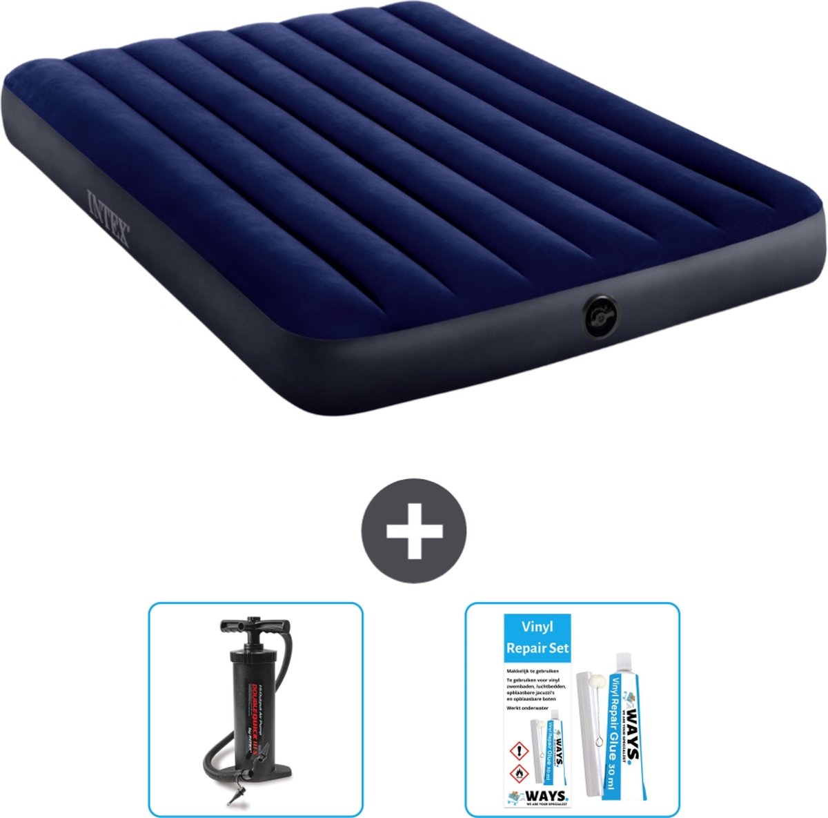 Intex Luchtbed - Twijfelaar - 137 x 191 x 25 cm - Blauw - Inclusief Accessoires CB13