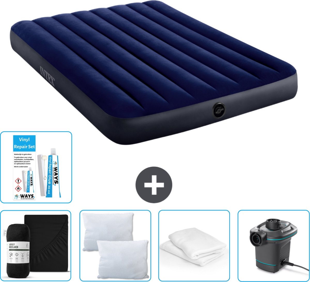 Intex Luchtbed - Twijfelaar - 137 x 191 x 25 cm - Blauw - Inclusief Accessoires CB6