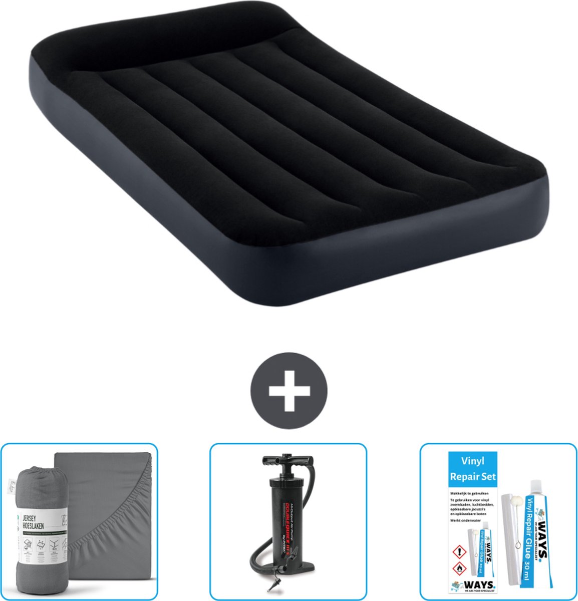 Intex Luchtbed - 1-Persoons - 99 x 191 x 25 cm - Donkerblauw - Inclusief Accessoires CB11