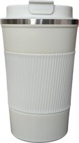 Premium RVS Koffiebeker To Go - Thermosbeker - Travel Mug voor Koffie en Thee - Theebeker - 380ml - RVS - Wit