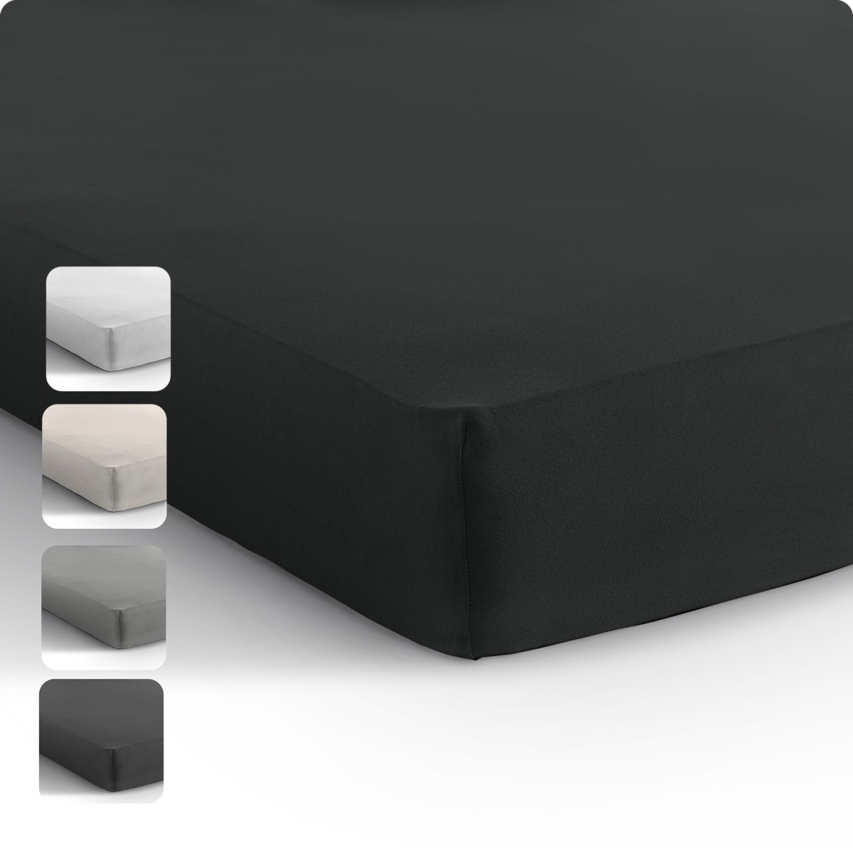 Sleeptime Jersey Hoeslaken - Jersey - 160/180x200 - Zwart