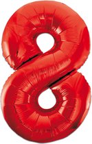 LUQ - Cijfer Ballonnen - Cijfer Ballon 8 Jaar rood XL Groot - Helium Verjaardag Versiering Feestversiering Folieballon