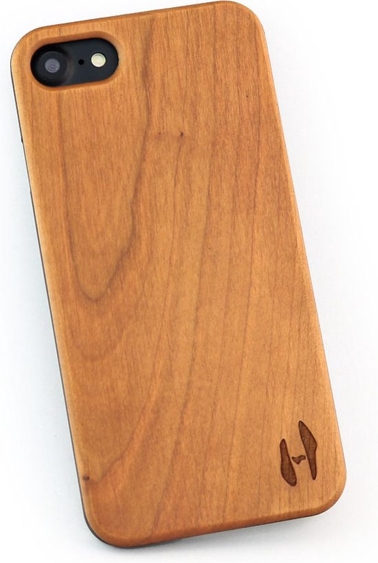 Echt houten hardcase hoesje iPhone SE - kersenhout