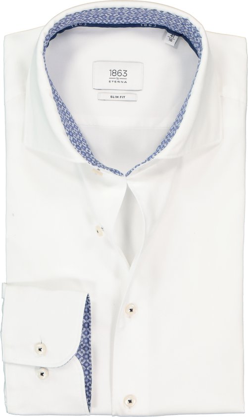 ETERNA 1863 slim fit casual Soft tailoring overhemd - twill heren overhemd - wit (contrast) - Strijkvriendelijk - Boordmaat: 40