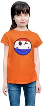T-shirt kinderen smiley emoji NL | Koningsdag kleding kinderen | Oranje | Maat 152