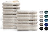 Handdoeken 15 delig set (9 stuks 50x100 + 6 stuks 70x140) - Hotel Collectie - 100% katoen - crème