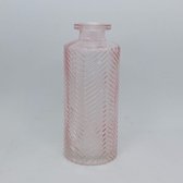 Sierlijk Vaasje Ribbel - 13.5 cm x Ø 5.5 cm - Glas - Roze - Woondecoratie - Vazen