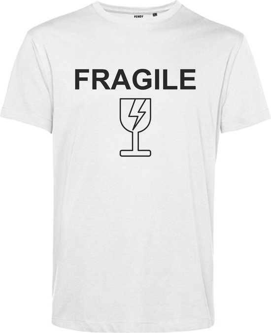 T-shirt FRAGILE | Mental Health | Gevoelig | Wit | maat XS