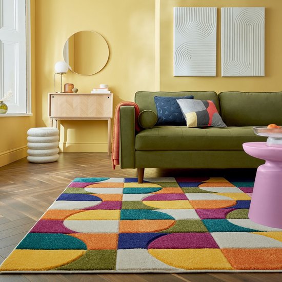 Flycarpets Kleurrijk Vloerkleed - Chacha - Laagpolig - Abstract - Multi - 160x230 cm