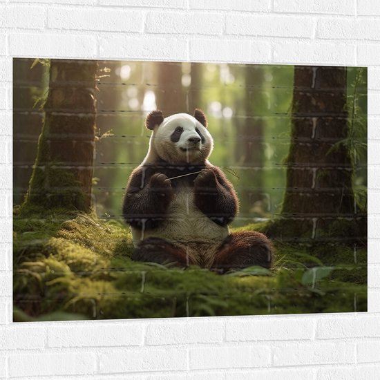 Muursticker - Panda - Dier - Bos - 100x75 cm Foto op Muursticker