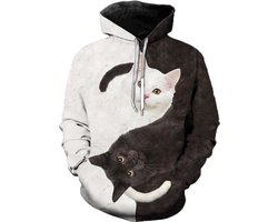 Hoodie poezen - poes - kat - katten - maat XXS - vest - sweater - outdoortrui - trui - sweatshirt - zwart - wit Image