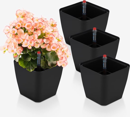 CANDeal Zelfbewaterende rechthoekige bloembak 40 cm met waterpeilindicator, tuinbox voor ramen, decoratie, pot