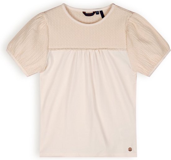 T-shirt Filles manches bouffantes - Karen - Blanc ivoire nacré