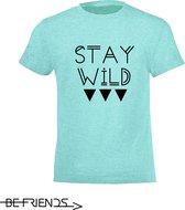 Be Friends T-Shirt - Stay wild - Kinderen - Mint groen - Maat 10 jaar
