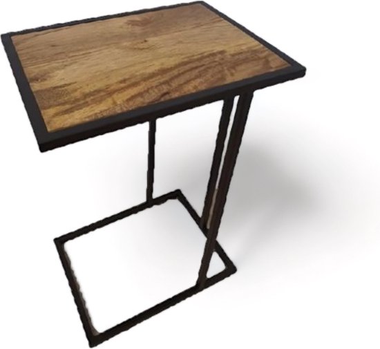 Zita Home Liv - Table de canapé - Avec tiroir - Bois de manguier avec structure en métal - Couleur naturelle