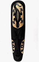 Afrikaans masker, 50 cm, van zwart hout, gesneden, motief Salamander