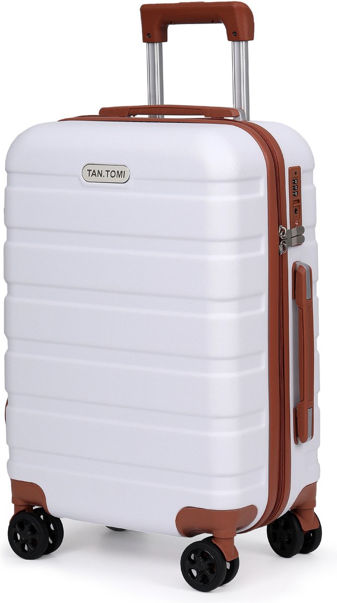 TAN.TOMI Handbagage Koffer - 41L Reiskoffer met 4 wielen - Handbagage Ruimbagage - Cijferslot - Reiskoffer - Trolley Koffer met Wielen - Wit