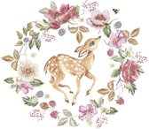Hert Ree Bambi Bloemen Strijk Applicatie 22 cm / 19.5 / Roze Groen Beige