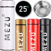 MEZU Slimme Thermosfles - Wit - LCD Tempratuur Display - 0,5L - Koud en Warm - 24 uur isolatie - Dubbelwandige Thermosfles - Drinkfles - Koffiebeker - Travel Mug - RVS - 5 Jaar weerstand