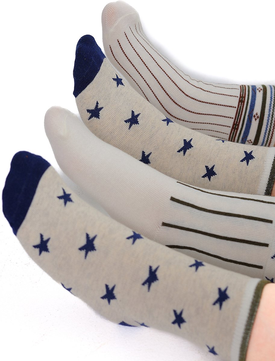 RobyKris Kids 3 paar kindersokken - Beige - Maat 31/33