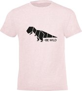 Be Friends T-Shirt - Be wild dino - Kinderen - Roos - Maat 4 jaar