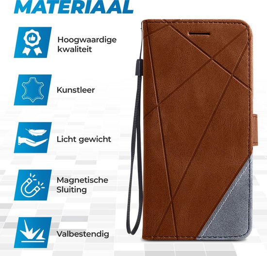 Étui adapté pour Samsung Galaxy A25 - Bookcase - Porte carte - Portefeuille - Motif - Simili cuir - Marron