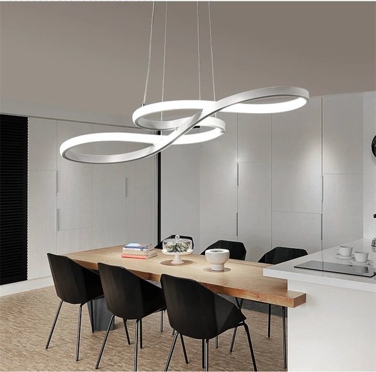 LuxiLamps - Hanglamp - Kroonluchter - Wit - Woonkamerlamp Dimbaar Met Afstandsbediening - Moderne lamp - Eetkamer Lamp - LED Plafondlamp - Plafonniere
