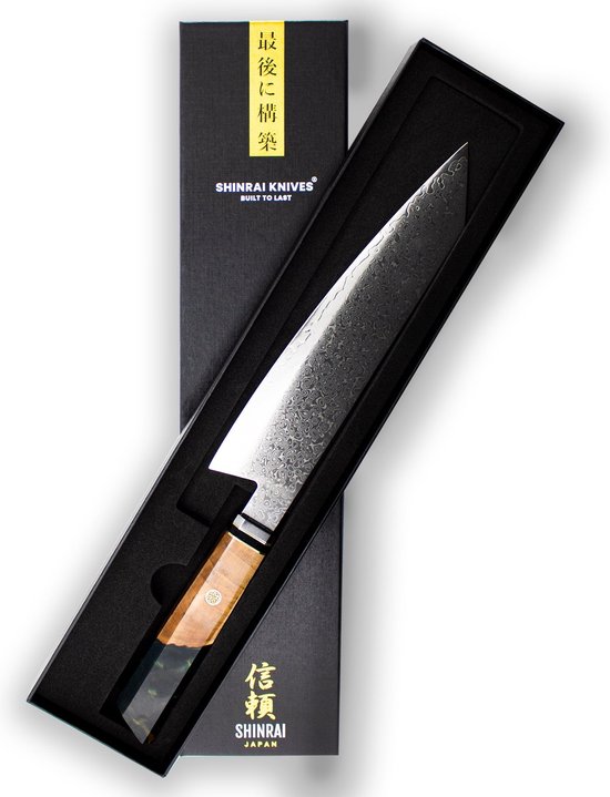 Shinrai Japan - Couteau de chef japonais 23 cm - Couteau de cuisine - Couteau - Édition spéciale Emerald - Avec coffret cadeau de Luxe
