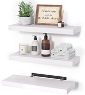 Moderne zwevende planken set van 3 - witte houten planken voor slaapkamer, woonkamer, badkamer, keuken - muur decor opslag