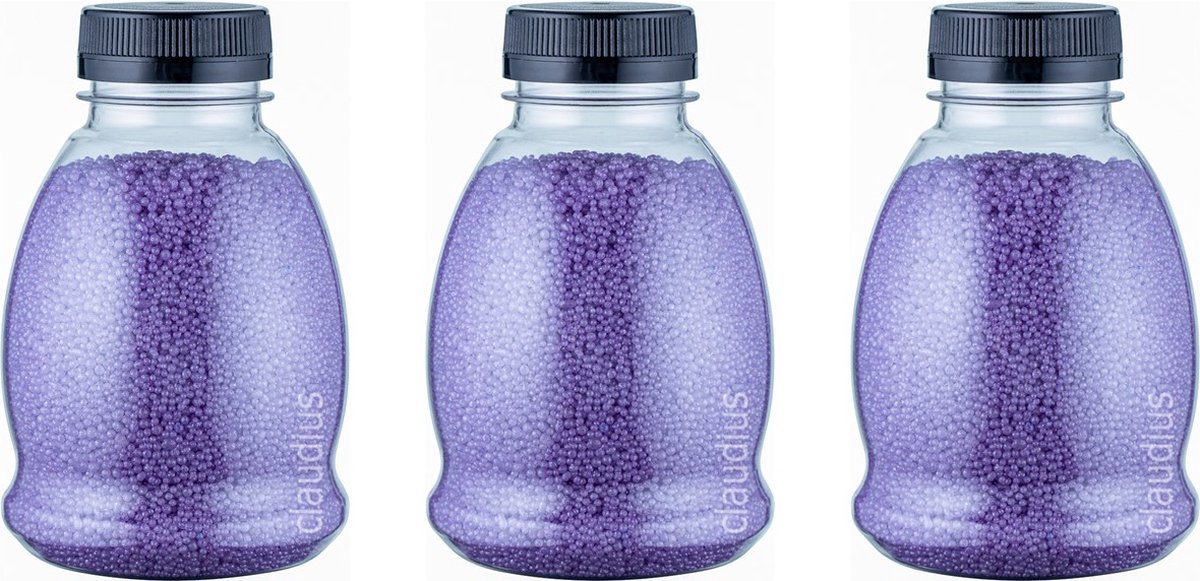 Goedkoopste Badkaviaar Lavendel - 225 gram - Fles met zwarte dop - set van 3 stuks - bad parels voor in bad