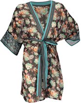 Robe d’été Femmes - Overtop - Fleurs - Zwart - Taille unique - Robe de plage - Robes d'été Femmes - Robe d’été Femmes Adultes