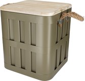 JENS Living opbergbox Daan - Metalen opbergbox poef - 70kg belastbaar - 30 x 30 x 34,5 cm - Groen