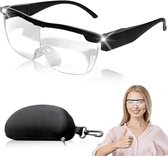 Loepbril – Vergrootglas Bril – Loepbril Met LED Verlichting - Vergrotende Bril Voor Leeshulp en Zichthulp – Vergrootbril – Loep Bril - Inclusief Brillendoos En Schoonmaakdoekje