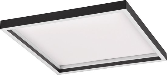 Plafonnier LED - Torna Rad - Plafonnier Opbouw 20W - Wit Chaud 3000K - Zwart Mat - Métal