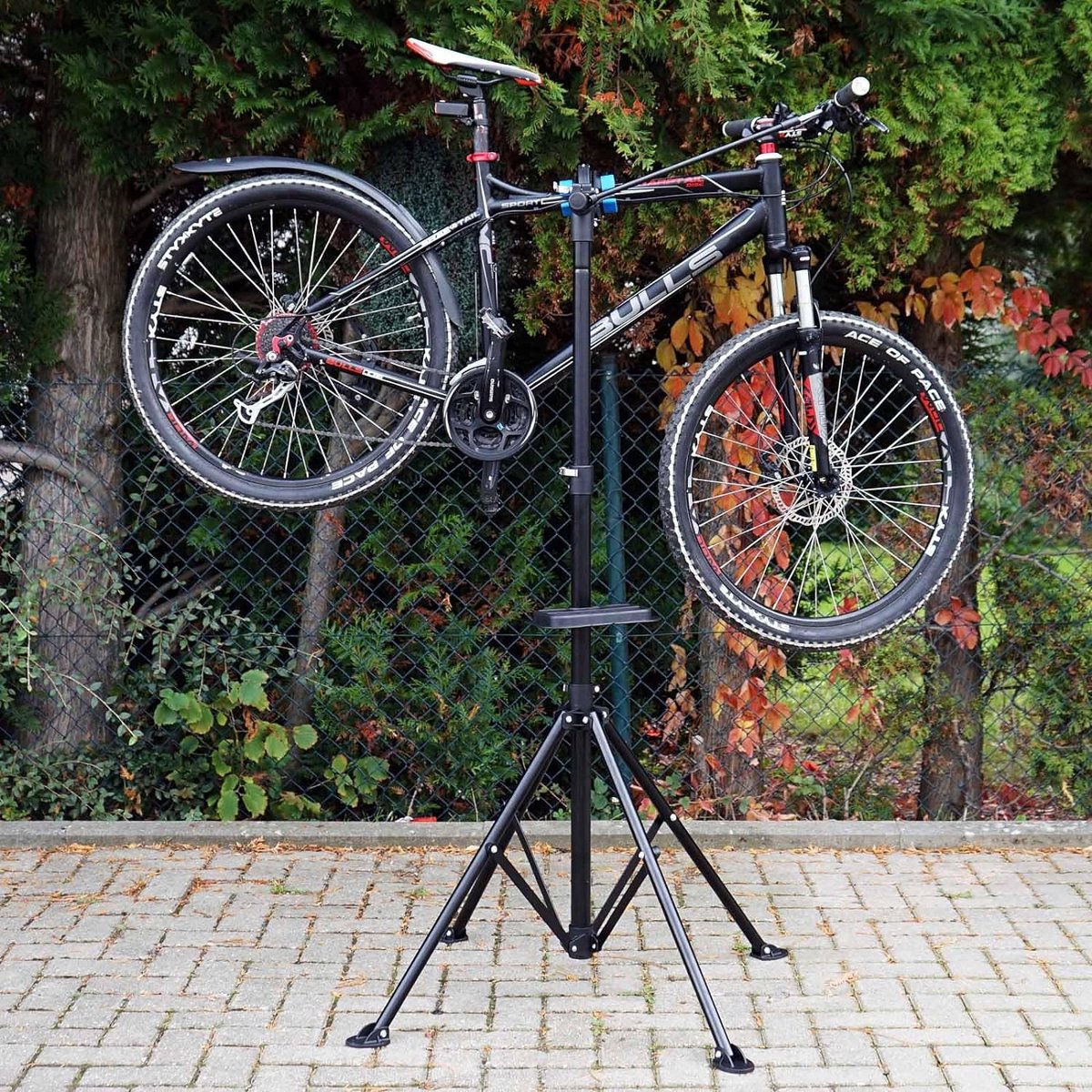 professioneel Fiets montagestandaard - fietsstandaard gereedschapsbakje 360° Draaibare - verstelbaar 102 - 178 cm -Zwart