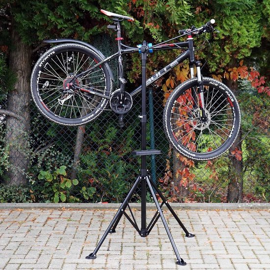 Signature Home Professional Support de montage pour vélo - Plateau à outils pour support de vélo Rotatif à 360° - Réglable 102 - 178 cm - Zwart