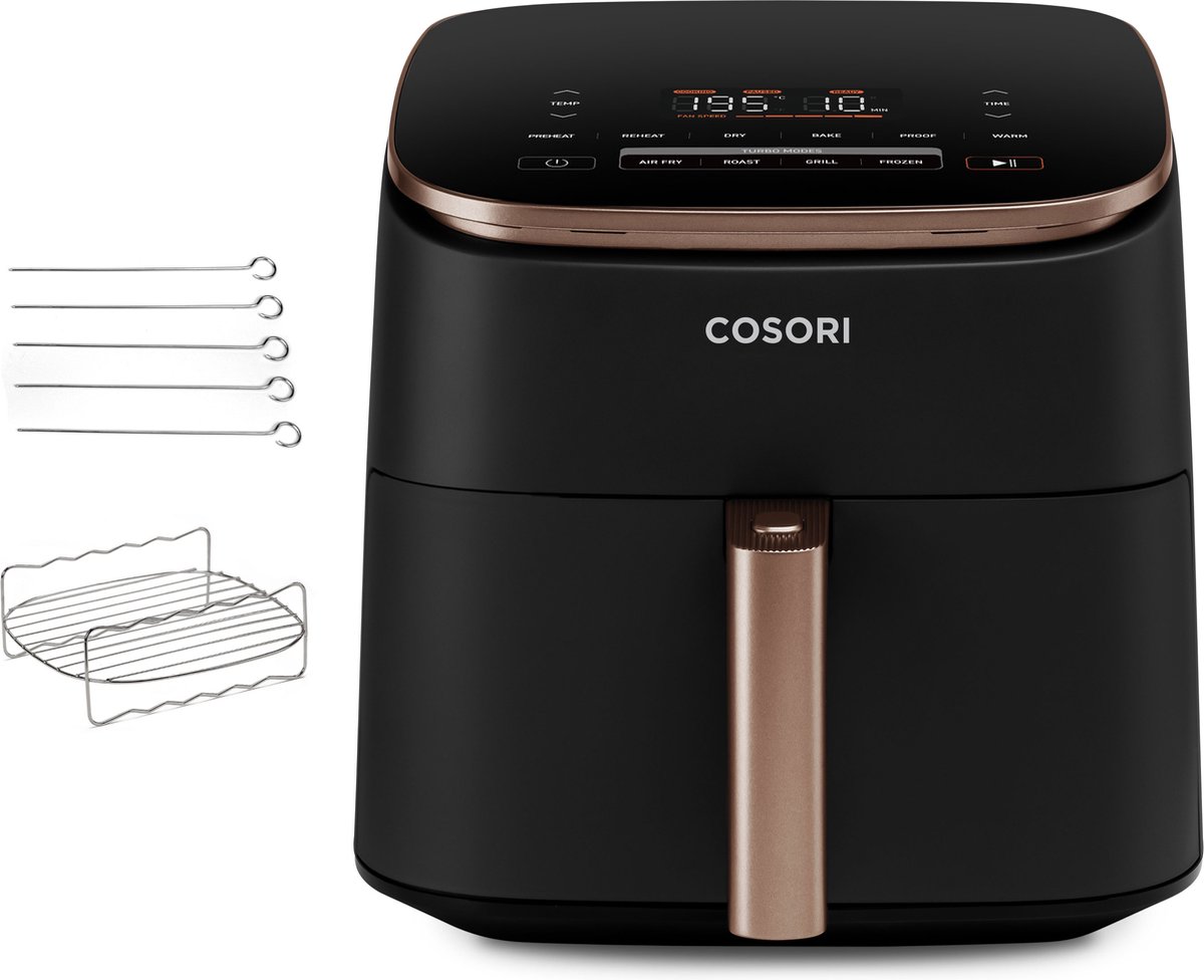 Afbeelding 2 van Cosori TurboBlaze Airfryer XXL - Heteluchtfriteuse 6 liter - 46% sneller door DC Motor Technologie - 30ºC tot 230ºC - 9 programma's incl. drogen, grillen, bakken, warmhouden
