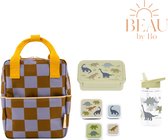 BEAU by Bo Sticky Lemon rugzak small + A Little Lovely Company back to school set Dinosaurussen