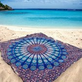 XL groot strandlaken - Mandala - Blauw - Dun textiel - Dun Strandkleed - Ibiza kleed - Lindian style