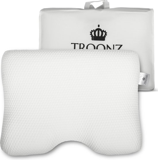 Troonz SleepWave Three - Oreiller Luxe en mousse à mémoire de forme de haute qualité - Confort de sommeil Medium pour un soutien ergonomique et un Siècle des Lumières des douleurs cervicales - Housse lavable - Dimensions 60x70 cm