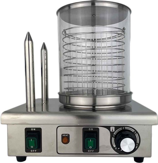 Foto: Hcb professionele horeca hotdogwarmer rvs inox 230v hotdog machine worstenwarmer 33x29x40 cm bxdxh 9 kg 9987