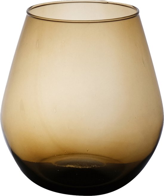 Hakbijl Glass Billy - ambre transparent - verre écologique - D25 x H30 cm - vase convexe