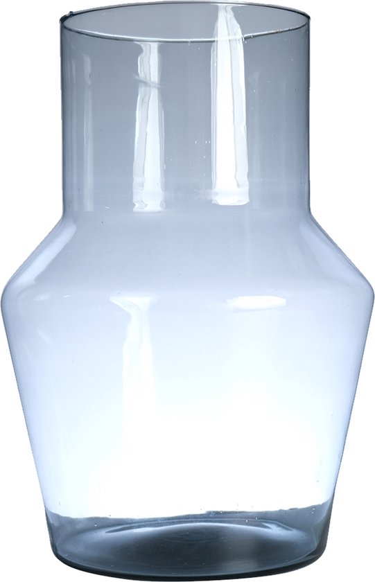 Hakbijl Glass Bloemenvaas Evie - transparant - eco glas - D28 x H40 cm - hoekige vaas