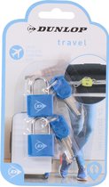 Dunlop Bagagesloten voor reistassen en koffers - 2x stuks - blauw - hangslotjes met sleutel - Handbagage
