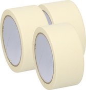 Kinzo Afplaktape/schilderstape - 3x - wit - 48mm x 25m - voor binnen/buiten