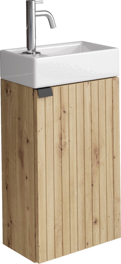 Foto: Badplaats toiletmeubel bosco 40 x 22 cm eiken fonteinmeubel met wastafel