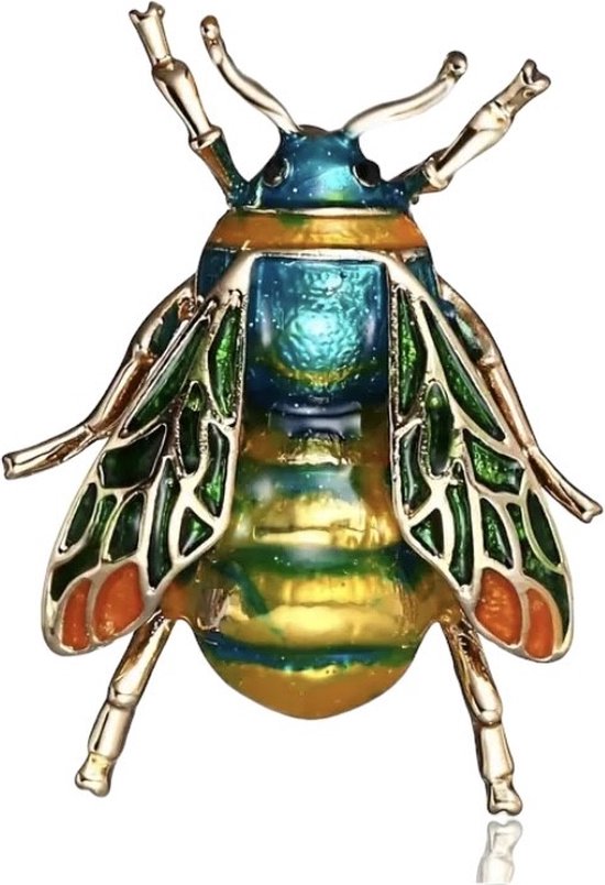 Broche Insect Bijen ( Groen/Blauw ) 3.5 x 2.6 cm