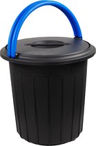 Eco Solution, Afvalemmer met Handvat 16L - Prullenbak met Deksel voor Afvalscheiding - Blauw/Geel - Afvalscheidingprullenbakken - Recycle – Afvalbak - Vuilnisbak – Vuilnisemmer – Sorteerafvalemmer - Kantoor – Keuken