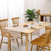 Tafelloper, linnen, beige, 32 x 180 cm, tafelloper, effen, modern, onderhoudsvriendelijk tafelloper voor eettafel, salontafel, restaurant, decoratie